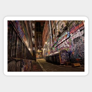 Graffiti Lane at Night Time Sticker